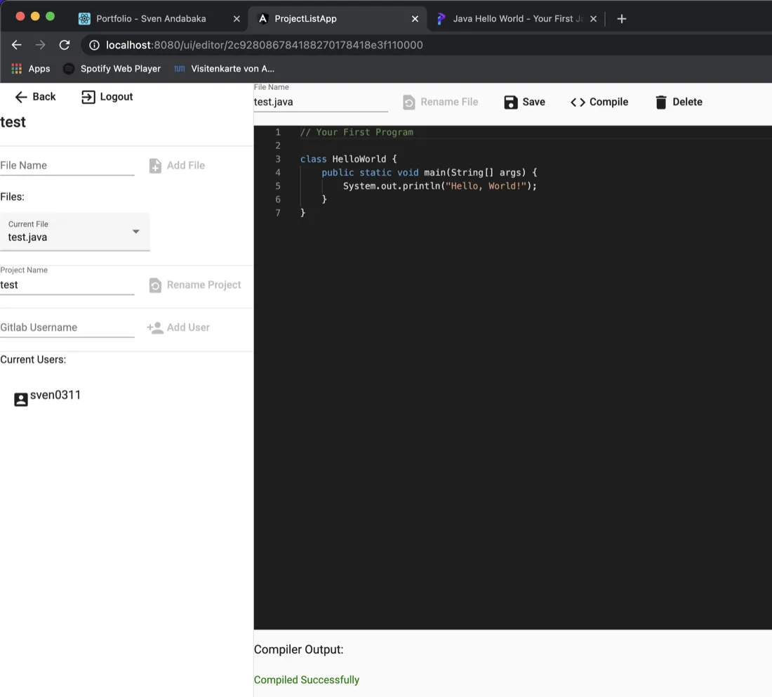 Online IDE screenshot